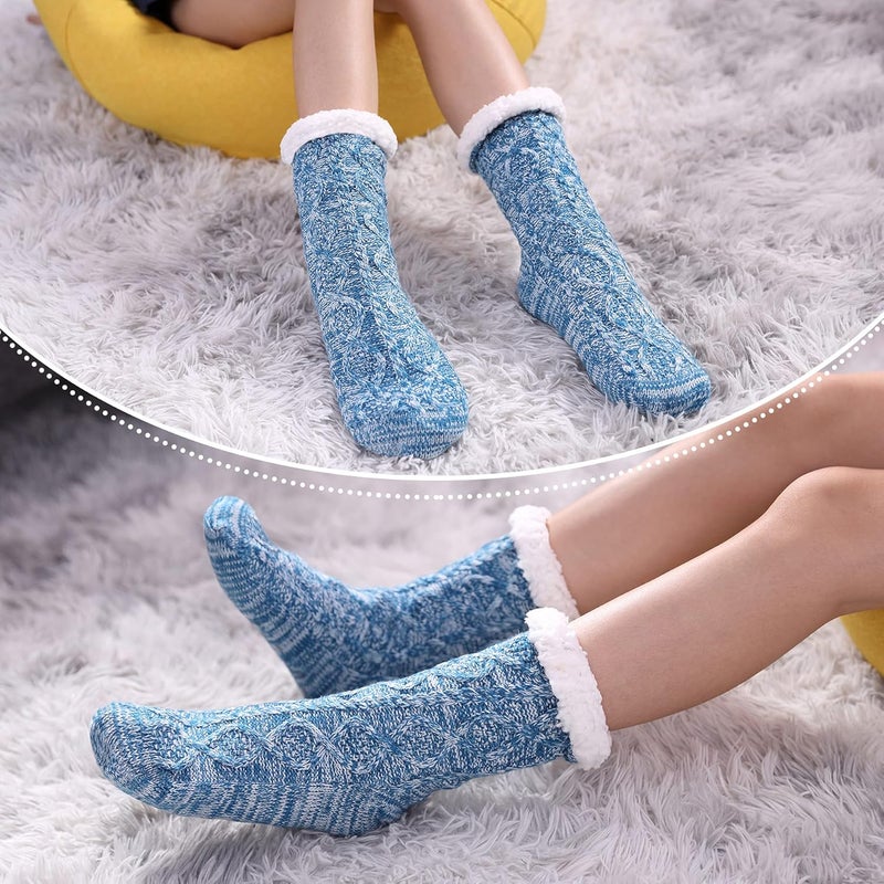 LINEMIN Womens Slipper Socks Winter Warm Fleece Lined Socks Cozy Soft Thick Fuzzy Non Slip Indoor Christmas Socks - Image 4